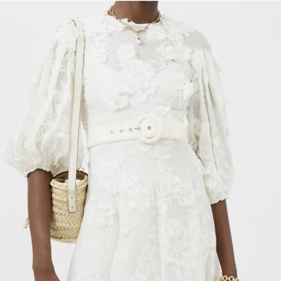 Zimmermann Postcard Appliqué Linen and Silk Dress AU 1 - Picture 3 of 11